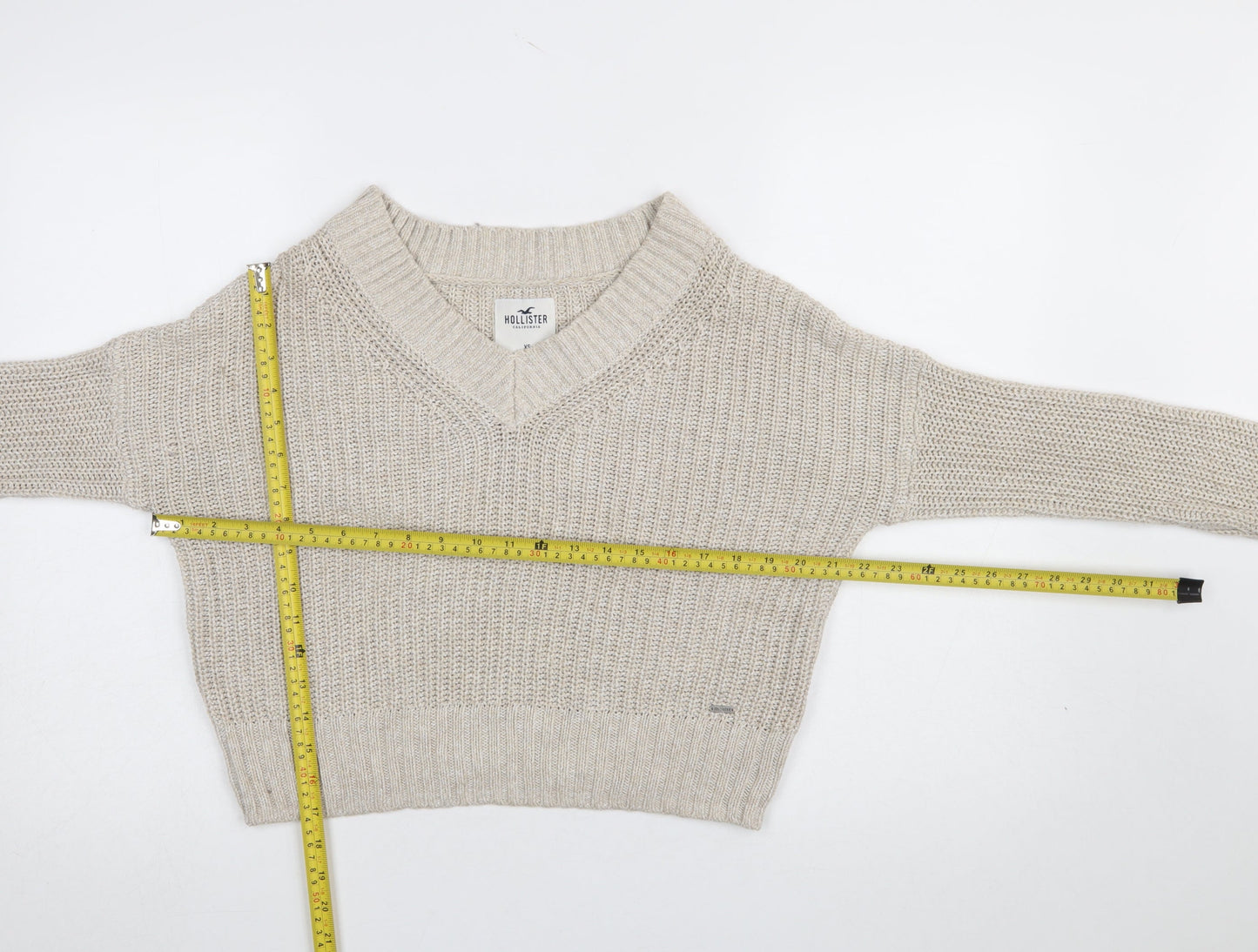 Womens UK Size XS Hollister Beige Pullover Jumper