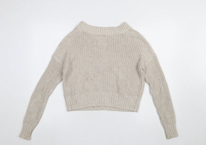 Womens UK Size XS Hollister Beige Pullover Jumper
