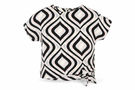 Front view of Principles by Ben de Lisi women’s multicoloured, size UK 14, geometric tunic blouse