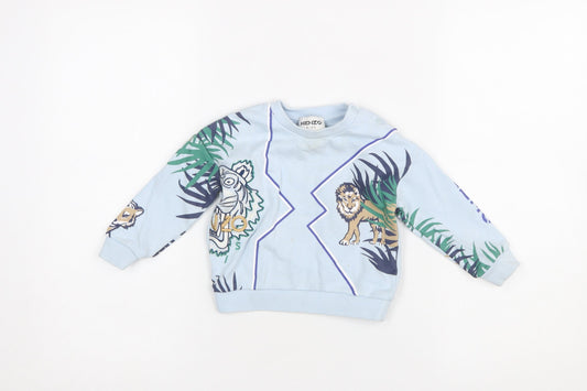 Kenzo Kids Girls Blue Jungle Animal Print Sweatshirt 2 Years