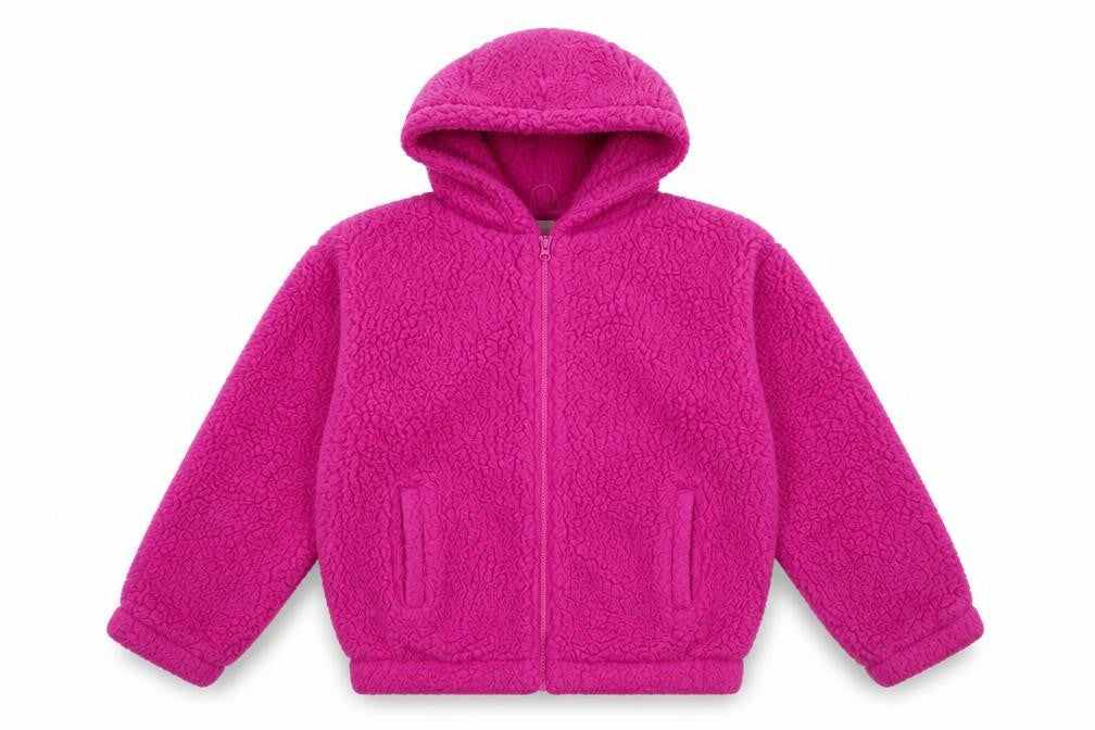 Front view of Gap girls’ pink hooded fleece jacket 16-18 years lined winter zip up
