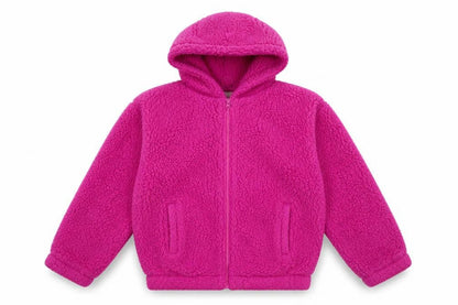 Front view of Gap girls’ pink hooded fleece jacket 16-18 years lined winter zip up