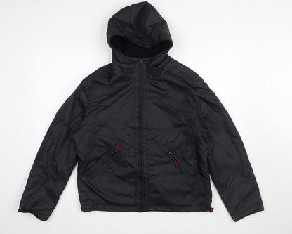 Next Women’s Black Hooded Puffer Jacket UK 12 Zip Winter Coat