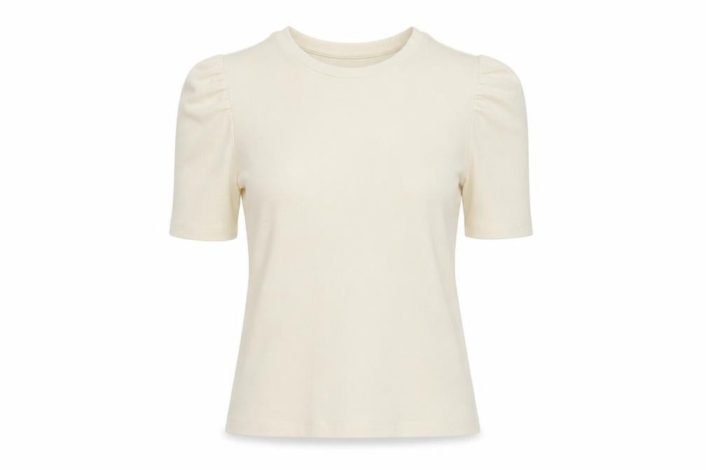 Womens UK Size 14 New Look Ivory Basic T-Shirt
