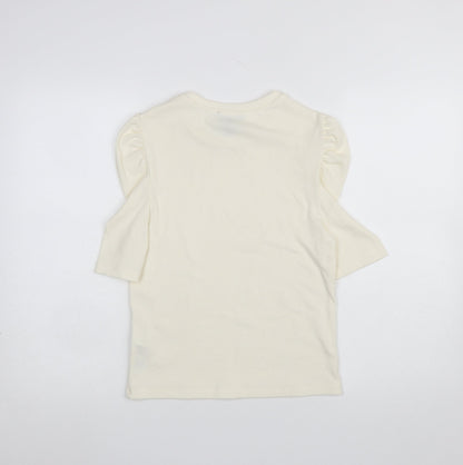 Womens UK Size 14 New Look Ivory Basic T-Shirt