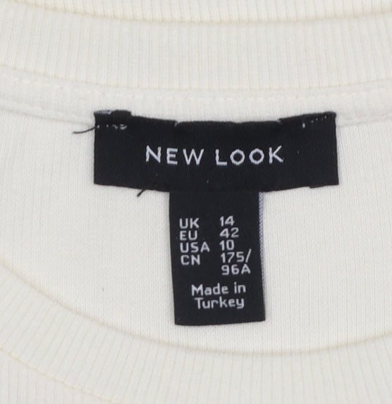 Womens UK Size 14 New Look Ivory Basic T-Shirt