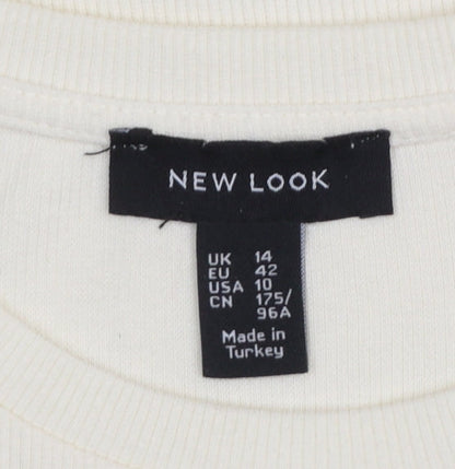 Womens UK Size 14 New Look Ivory Basic T-Shirt