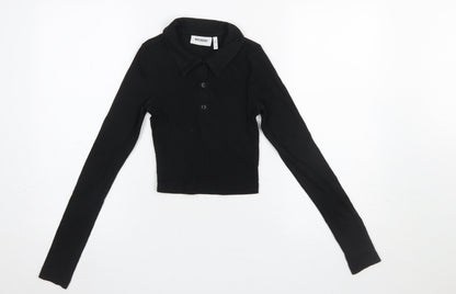 Womens UK Size XS Weekday Black Cropped Button-Up