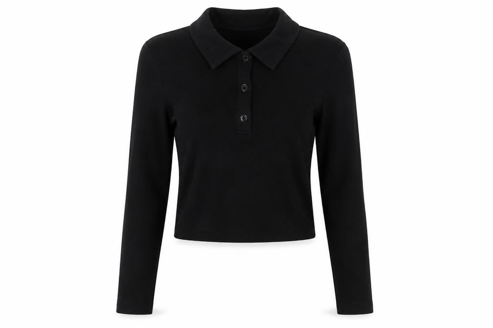 Womens UK Size XS Weekday Black Cropped Button-Up
