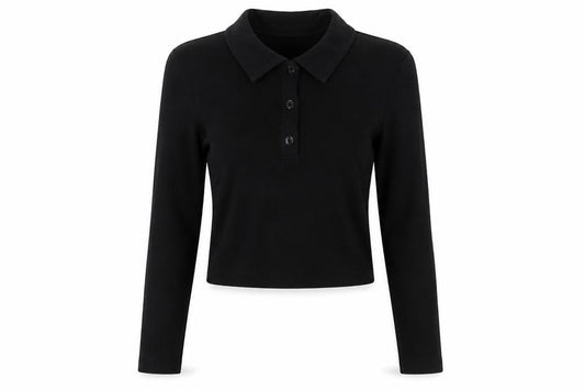Womens UK Size XS Weekday Black Cropped Button-Up