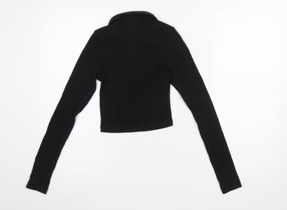 Womens UK Size XS Weekday Black Cropped Button-Up