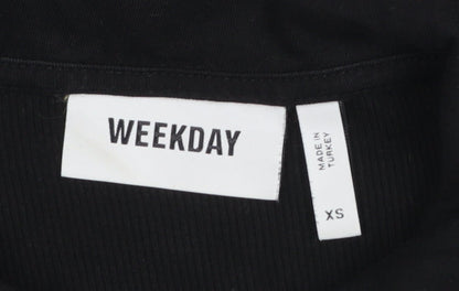 Womens UK Size XS Weekday Black Cropped Button-Up
