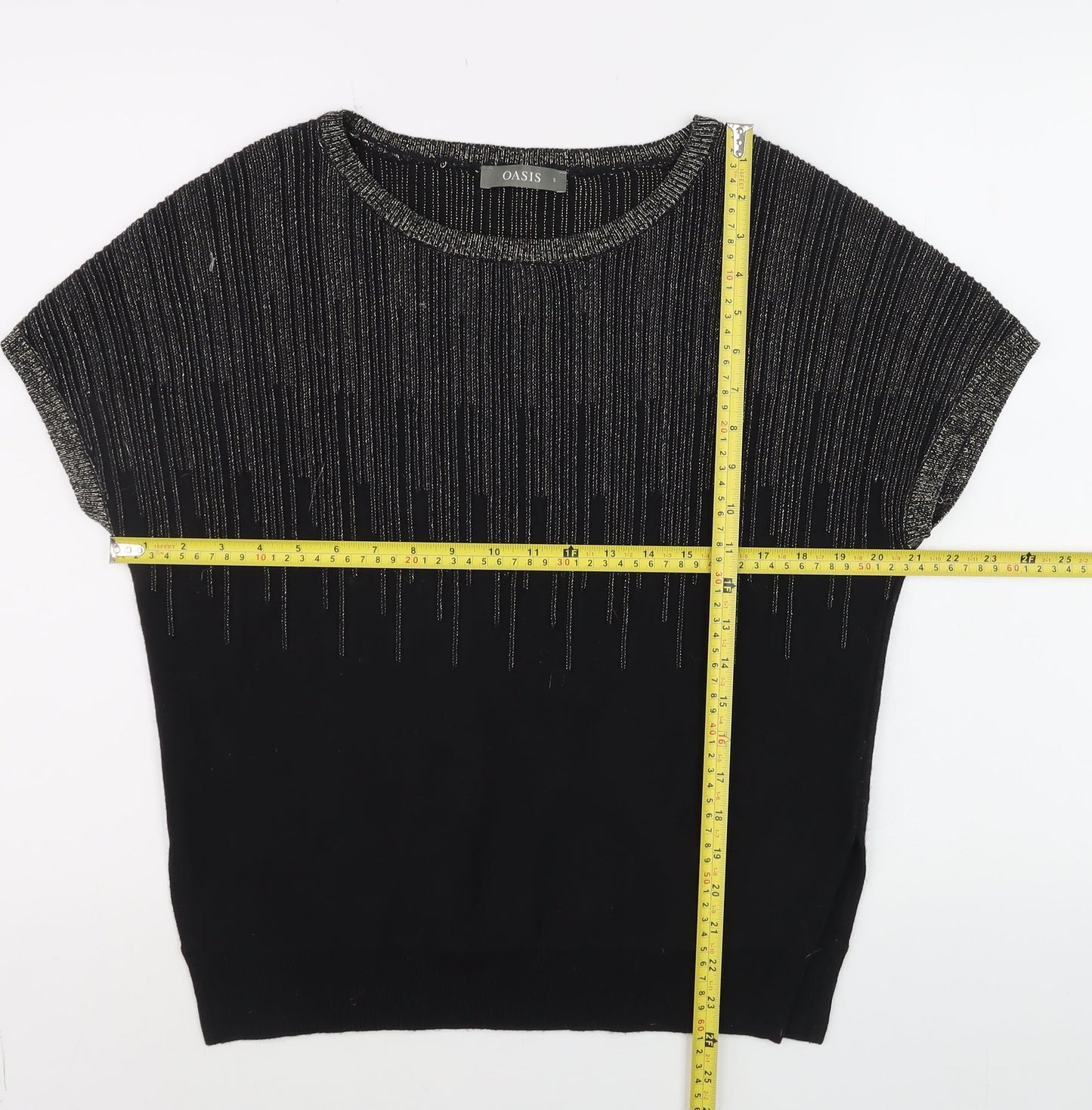 Womens UK Size S Oasis Black Basic T-Shirt