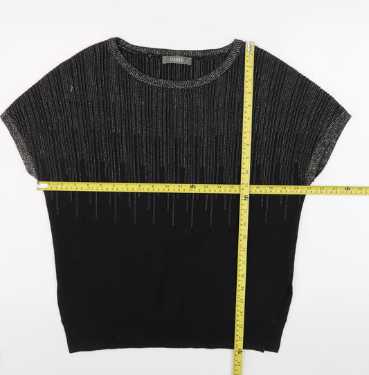 Womens UK Size S Oasis Black Basic T-Shirt