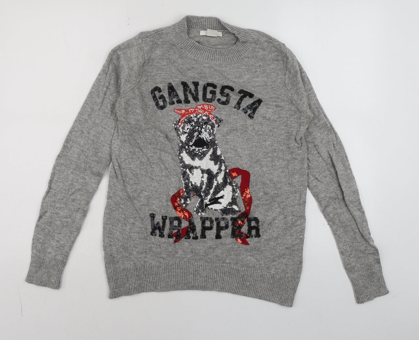 Mens UK Size S H&M Grey Pullover Jumper