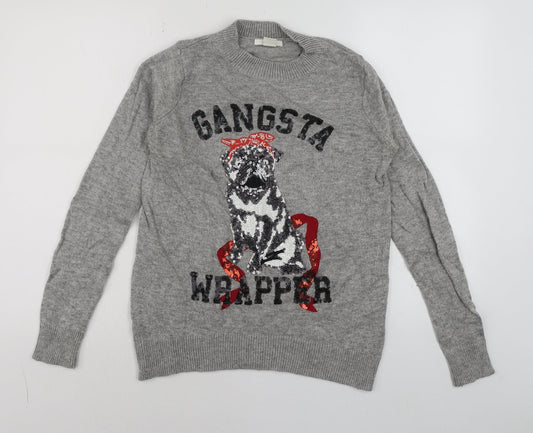 Mens UK Size S H&M Grey Pullover Jumper