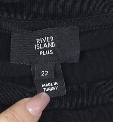 Womens UK Size 22 River Island Black Basic T-Shirt