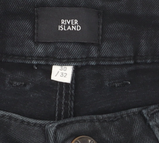 Mens UK Size M River Island Slim Fit Skinny Black Jeans