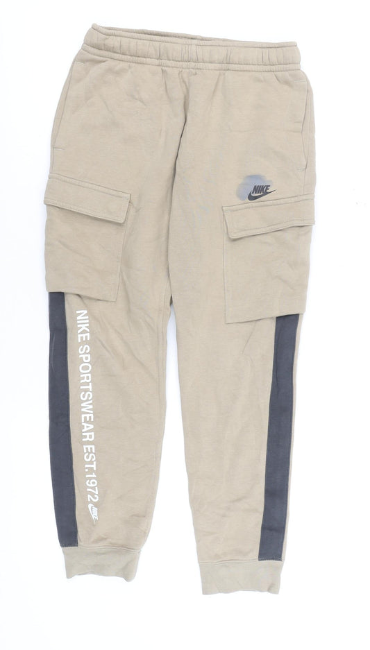 Mens UK Size M Nike Regular Fit Jogger Beige Trousers