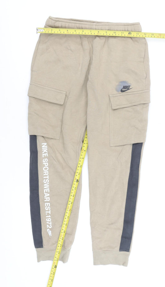 Mens UK Size M Nike Regular Fit Jogger Beige Trousers