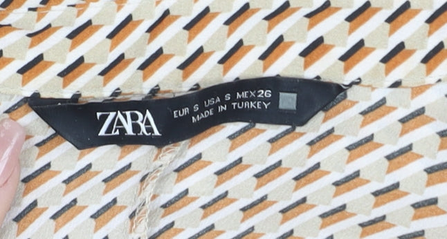 Womens UK Size S Zara Beige Basic Button-Up
