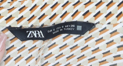 Womens UK Size S Zara Beige Basic Button-Up