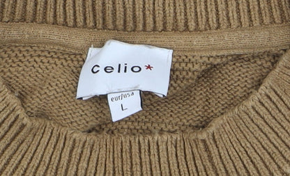 Mens UK Size L Celio Beige Pullover Jumper