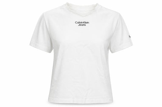 Womens UK Size 6 Calvin Klein Jeans White Basic T-Shirt