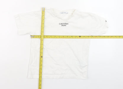Womens UK Size 6 Calvin Klein Jeans White Basic T-Shirt