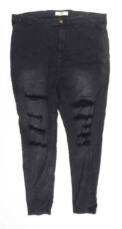 Womens UK Size 22 Yours Clothing Slim Fit Skinny Black Jeans