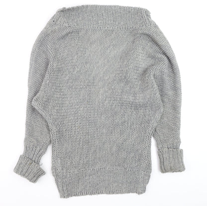Womens UK Size S Brave Soul Grey Cardigan Jumper
