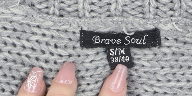 Womens UK Size S Brave Soul Grey Cardigan Jumper