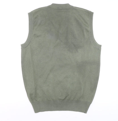 Gabicci Mens Green Wool Blend Sleeveless V-Neck Smart Casual Knit M