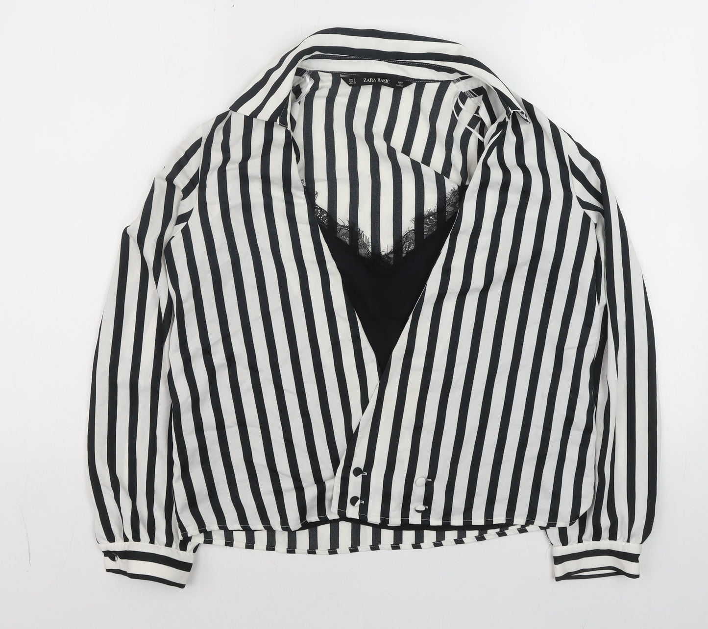 Womens UK Size S Zara Black Wrap Blouse