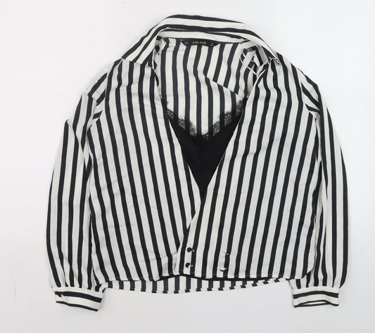 Womens UK Size S Zara Black Wrap Blouse