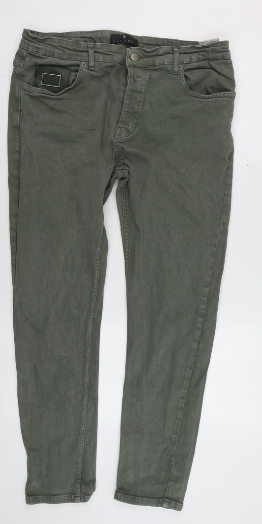 Mens UK Size 36 Taydigno Slim Fit Skinny Green Jeans