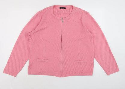 Womens UK Size 18 Twist Pink Full Zip Jumper