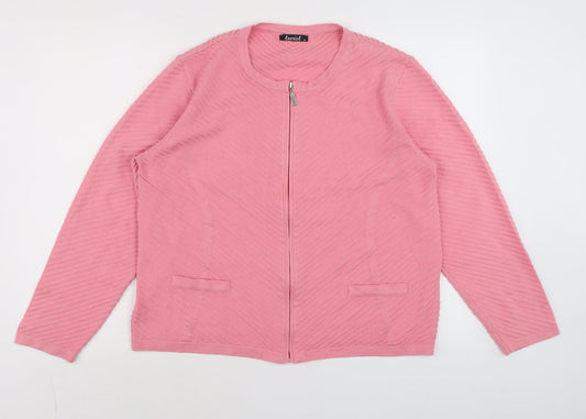 Womens UK Size 18 Twist Pink Full Zip Jumper