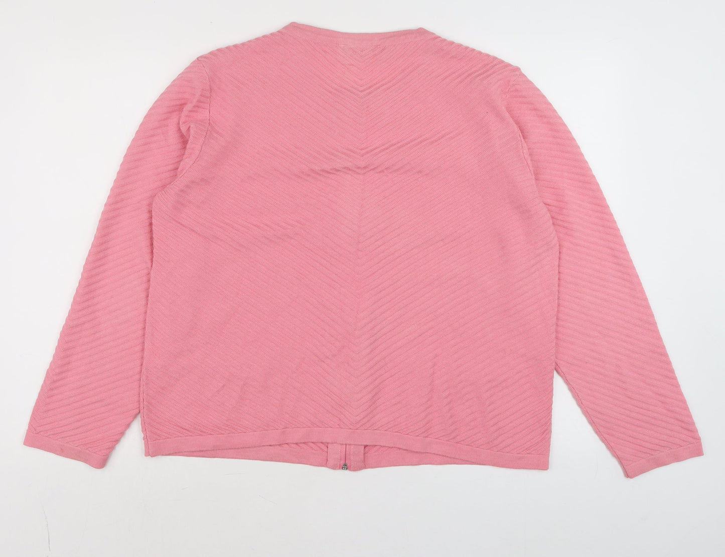 Womens UK Size 18 Twist Pink Full Zip Jumper