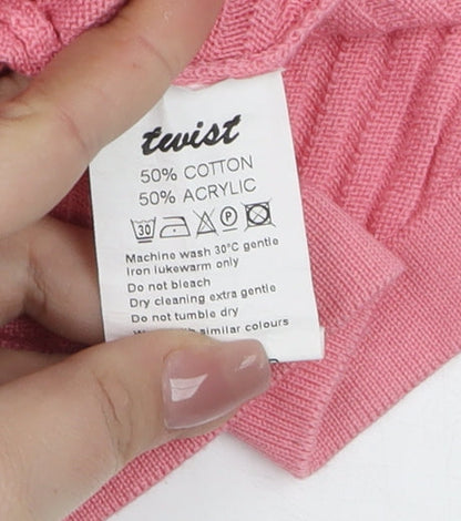 Womens UK Size 18 Twist Pink Full Zip Jumper