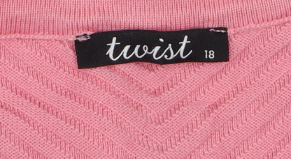 Womens UK Size 18 Twist Pink Full Zip Jumper