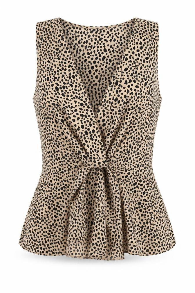 Womens UK Size 12 River Island Beige Wrap Blouse