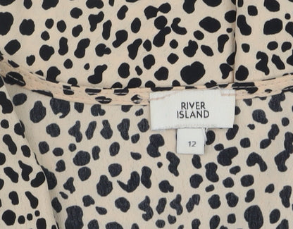 Womens UK Size 12 River Island Beige Wrap Blouse