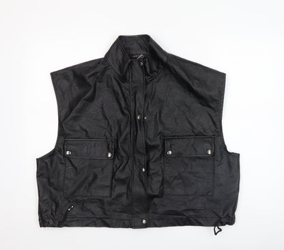 Womens UK Size 10 I SAW IT FIRST Black Biker Coat