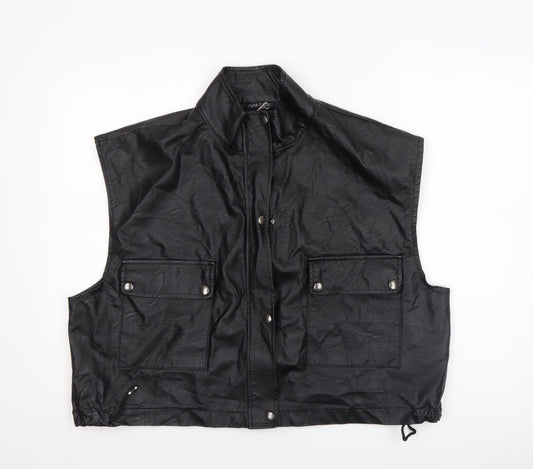 Womens UK Size 10 I SAW IT FIRST Black Biker Coat