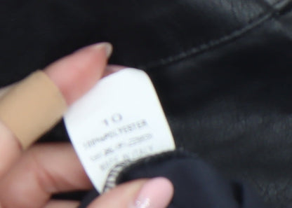 Womens UK Size 10 I SAW IT FIRST Black Biker Coat