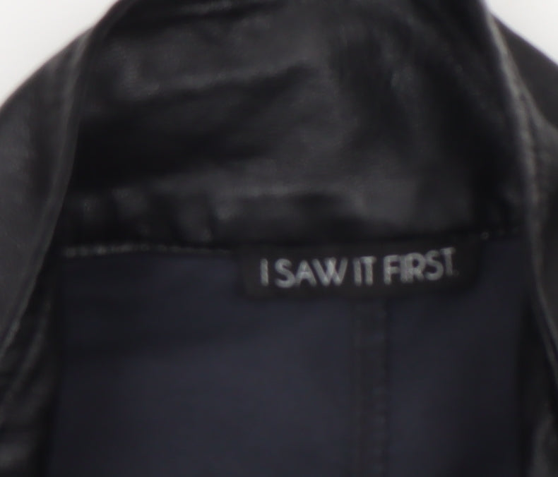 Womens UK Size 10 I SAW IT FIRST Black Biker Coat