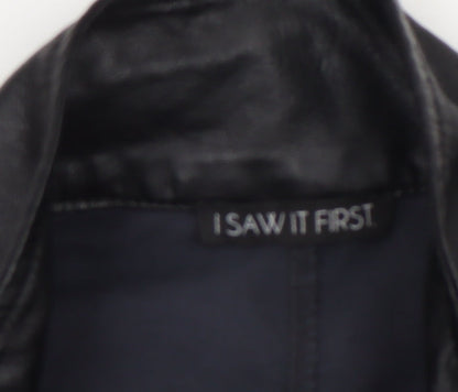 Womens UK Size 10 I SAW IT FIRST Black Biker Coat