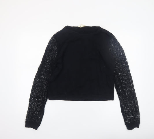 Womens UK Size S Maje Black Cropped Blouse