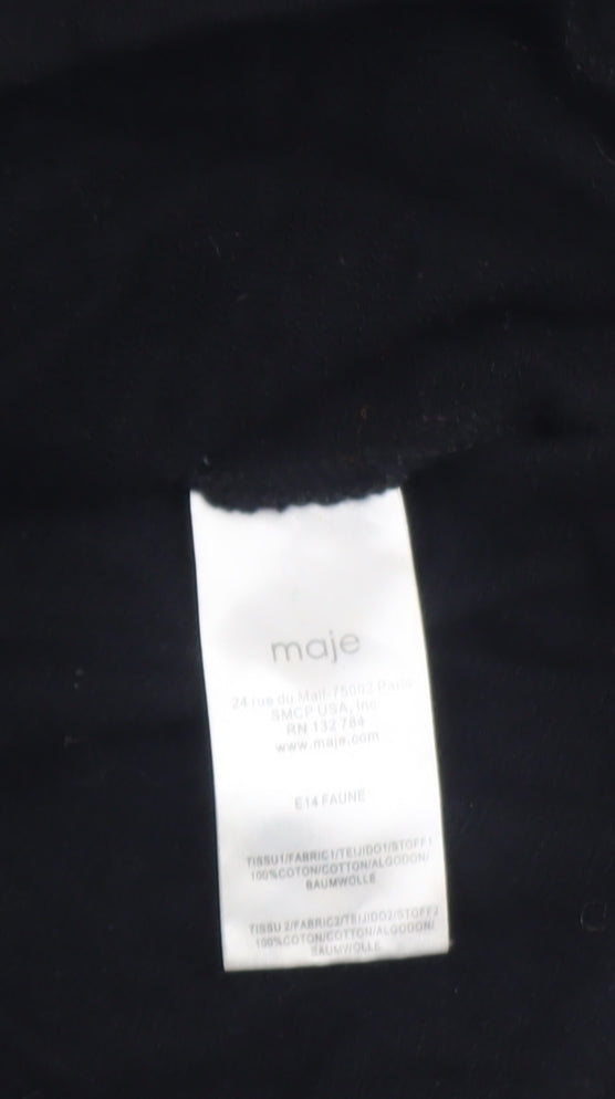 Womens UK Size S Maje Black Cropped Blouse